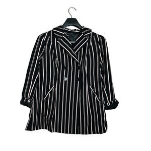 torrid women Twill striped A Line Trench Coat Double Breasted blazer sz 1